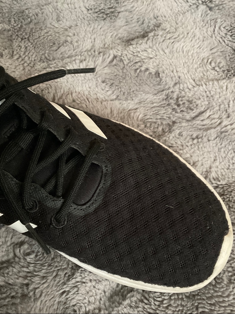 adidas Women's Black Sneakers with White Stripes - Picture 5 of 8